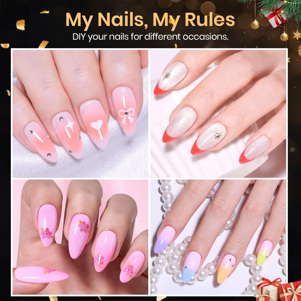 Beetles Gel Polish almond nail tips displaying 12 sizes for precise fit.