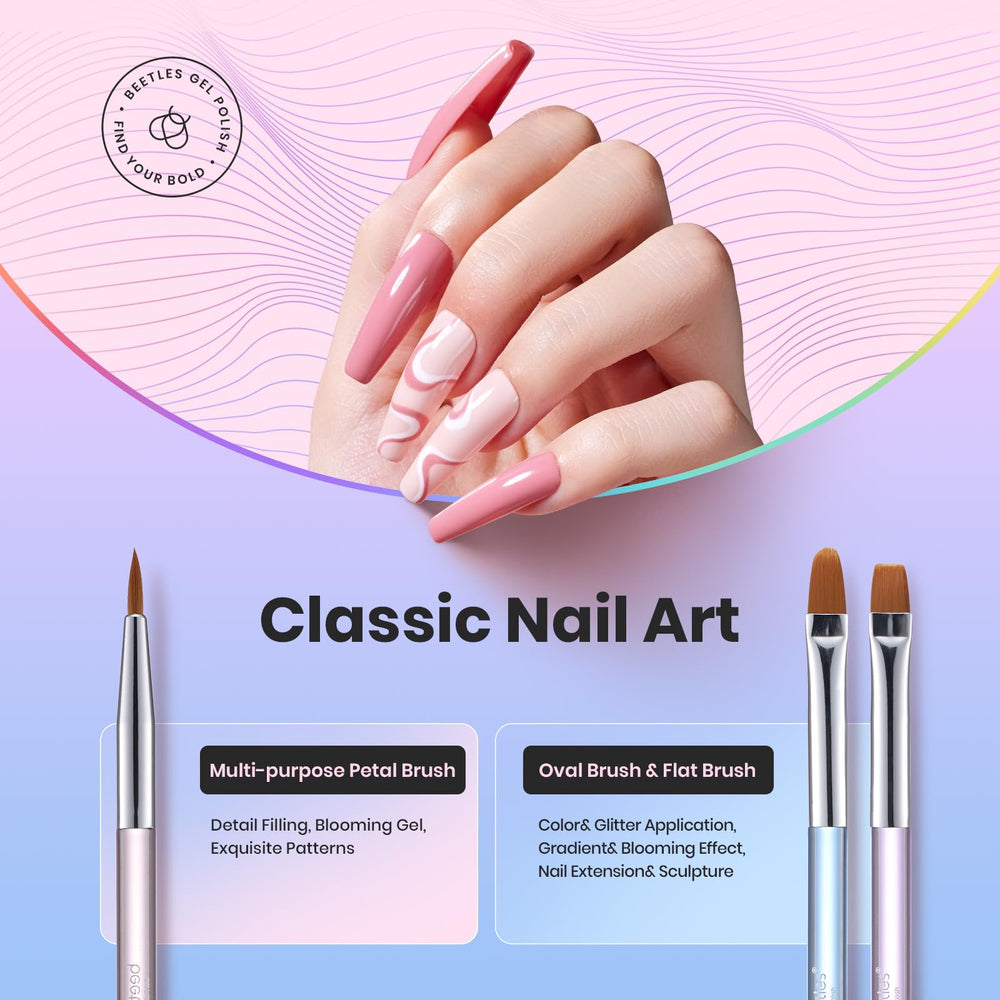 Beetles Gel Polish medium liner brush ensures controlled edges for patterns