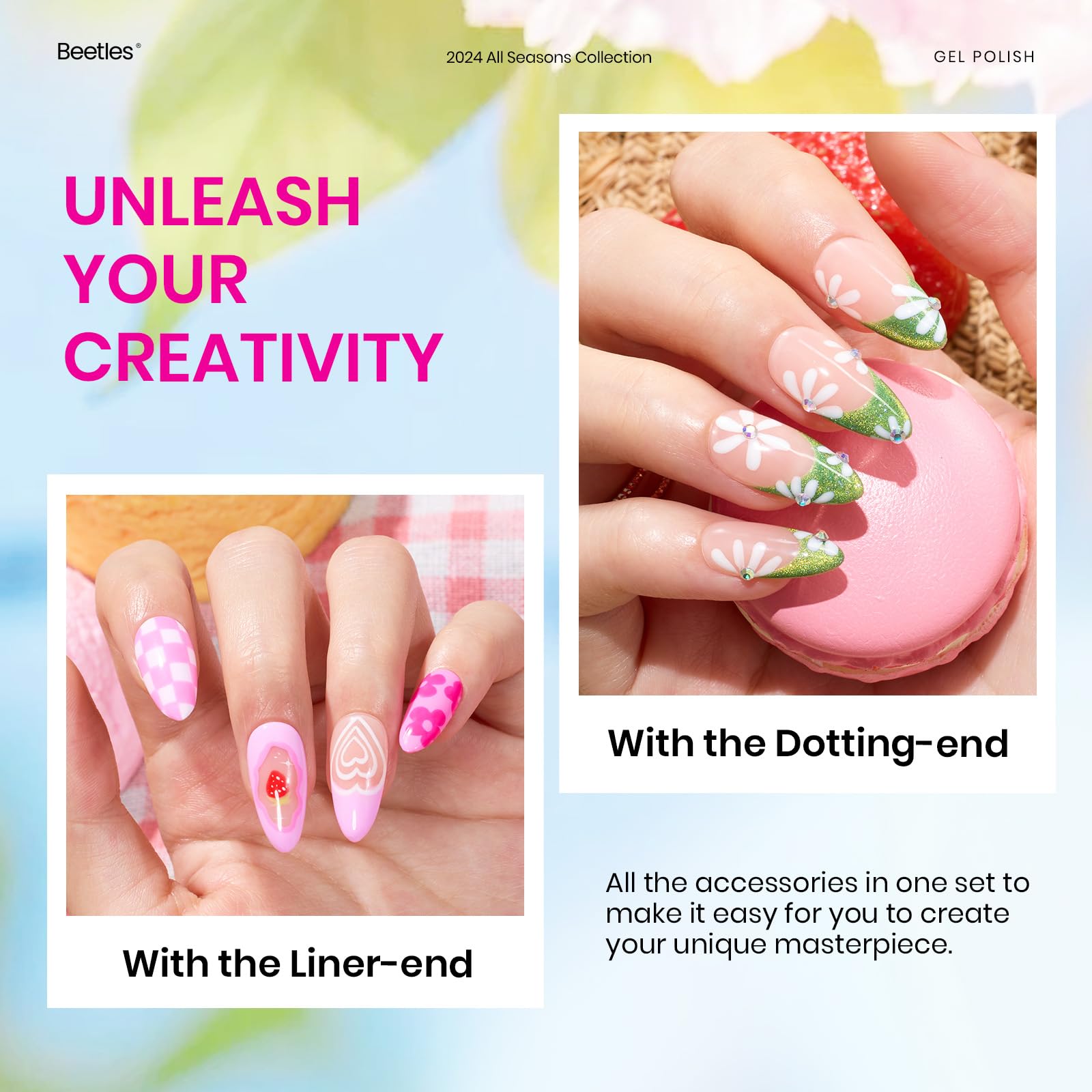 Beetles Gel Polish nail art brush enables precise cat eye designs.
