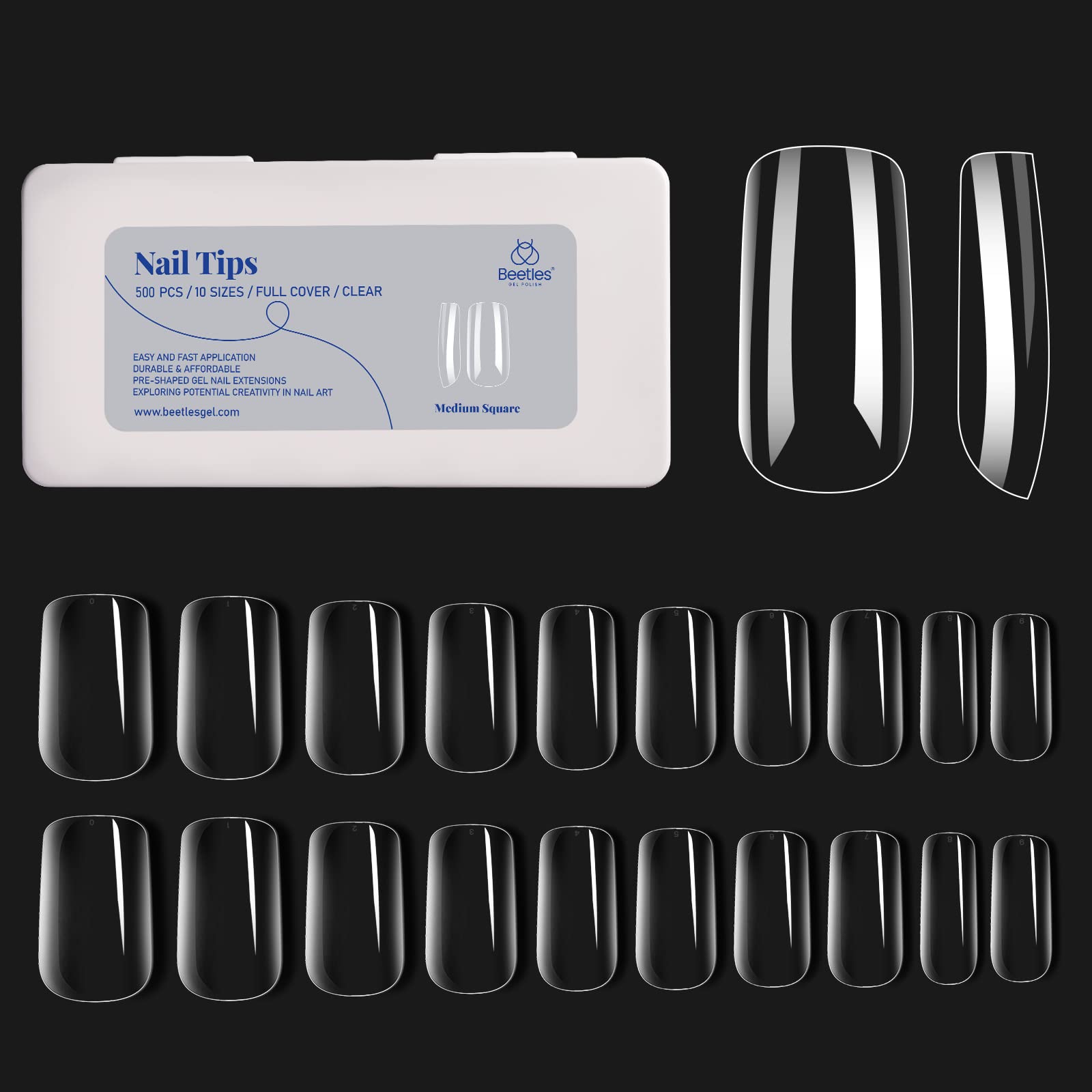 Beetles Gel Polish nail tips support at-home or professional nail extensions with lasting wear.