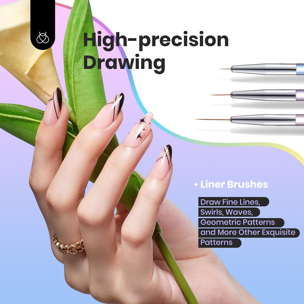 Beetles Gel Polish oval brush creates rounded shapes and petal-like fills
