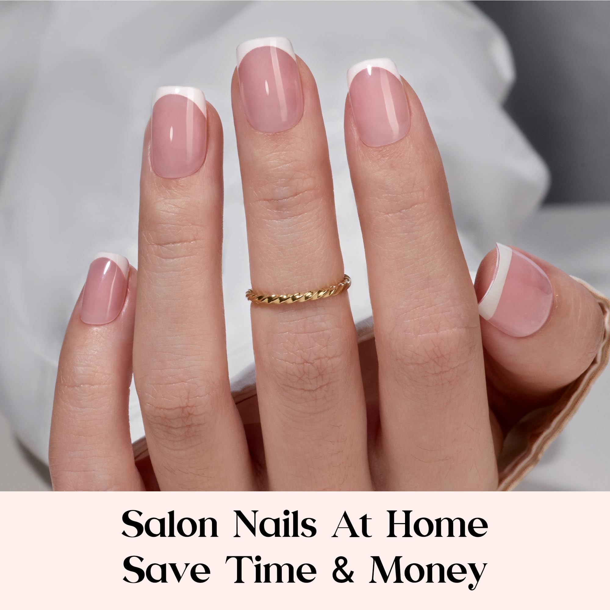 Beetles Gel Polish Peach French Tip collection image highlighting 15 sizes.