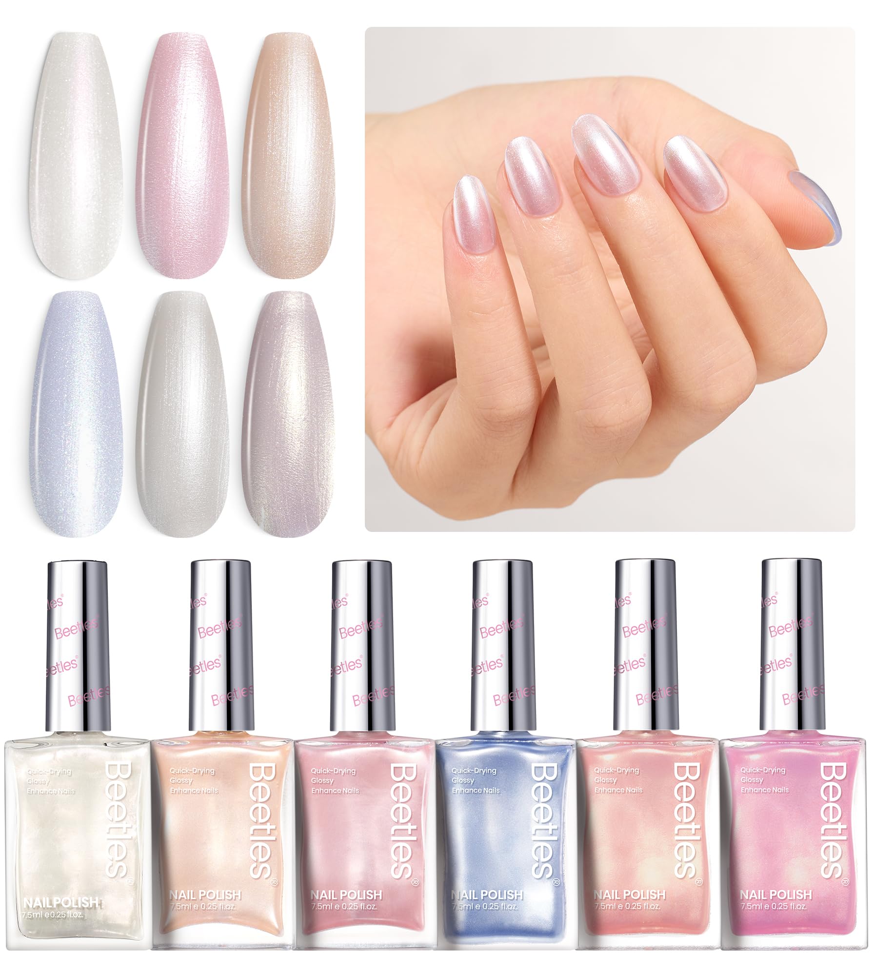 Beetles Pearl Nail Polish Set collection idea for gift-ready nails.