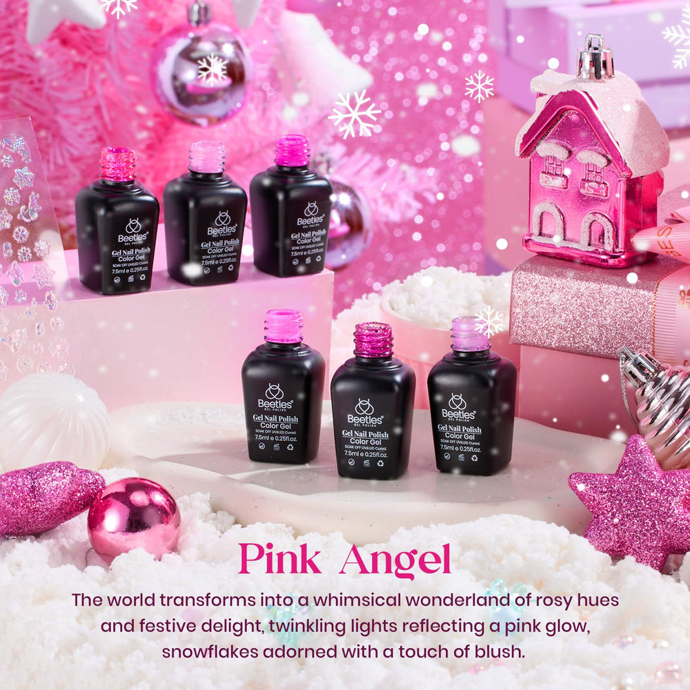 Beetles Gel Polish Pink Angel D711 swatch shows soft rose hue for everyday wear.