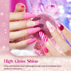 Beetles Gel Polish Pink Angel D713 swatch demonstrates pink shine for office looks.
