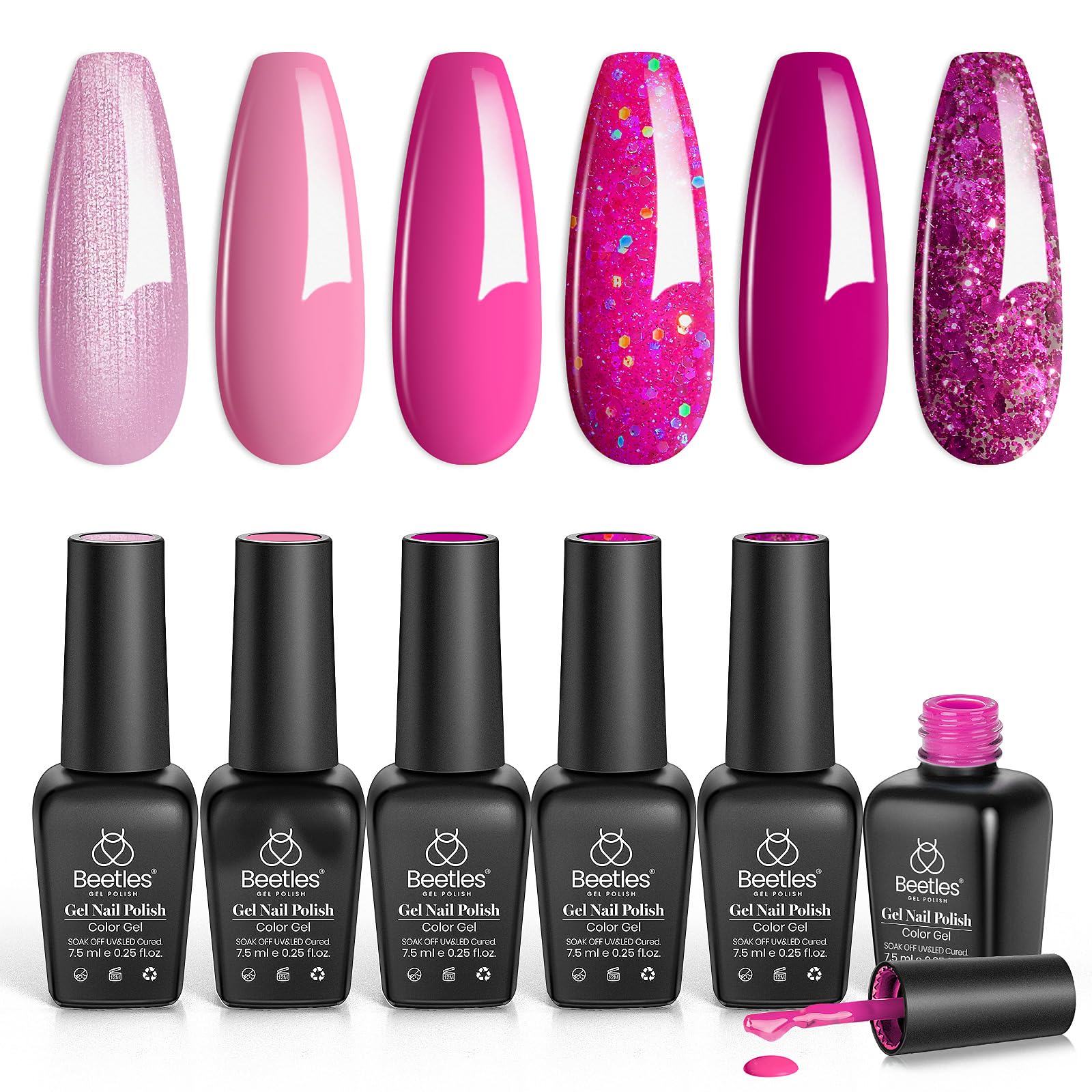 Beetles Gel Polish Pink Angel D716 swatch presents versatile pink nude blend for all seasons.