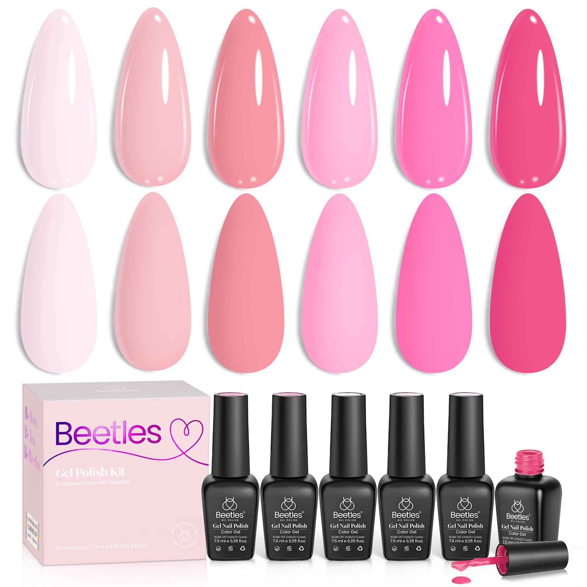 Beetles Gel Polish bottle closeup f715 reveals hot pink for standout nails.