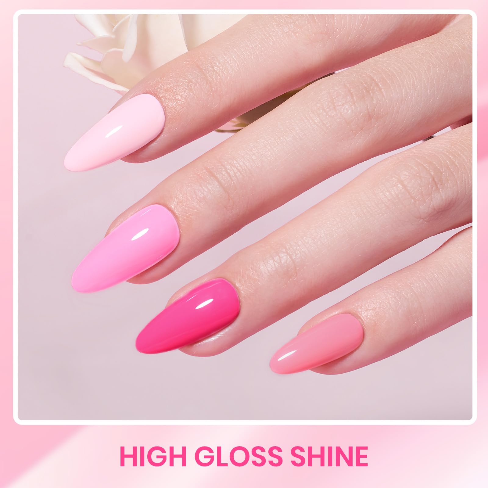 Beetles Gel Polish bottle closeup ia736 highlights soft pink shade for delicate nails.