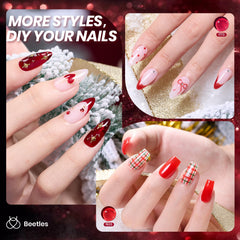 Beetles Red Jelly swatch demonstrates luminous gloss finish for salon-like shine.