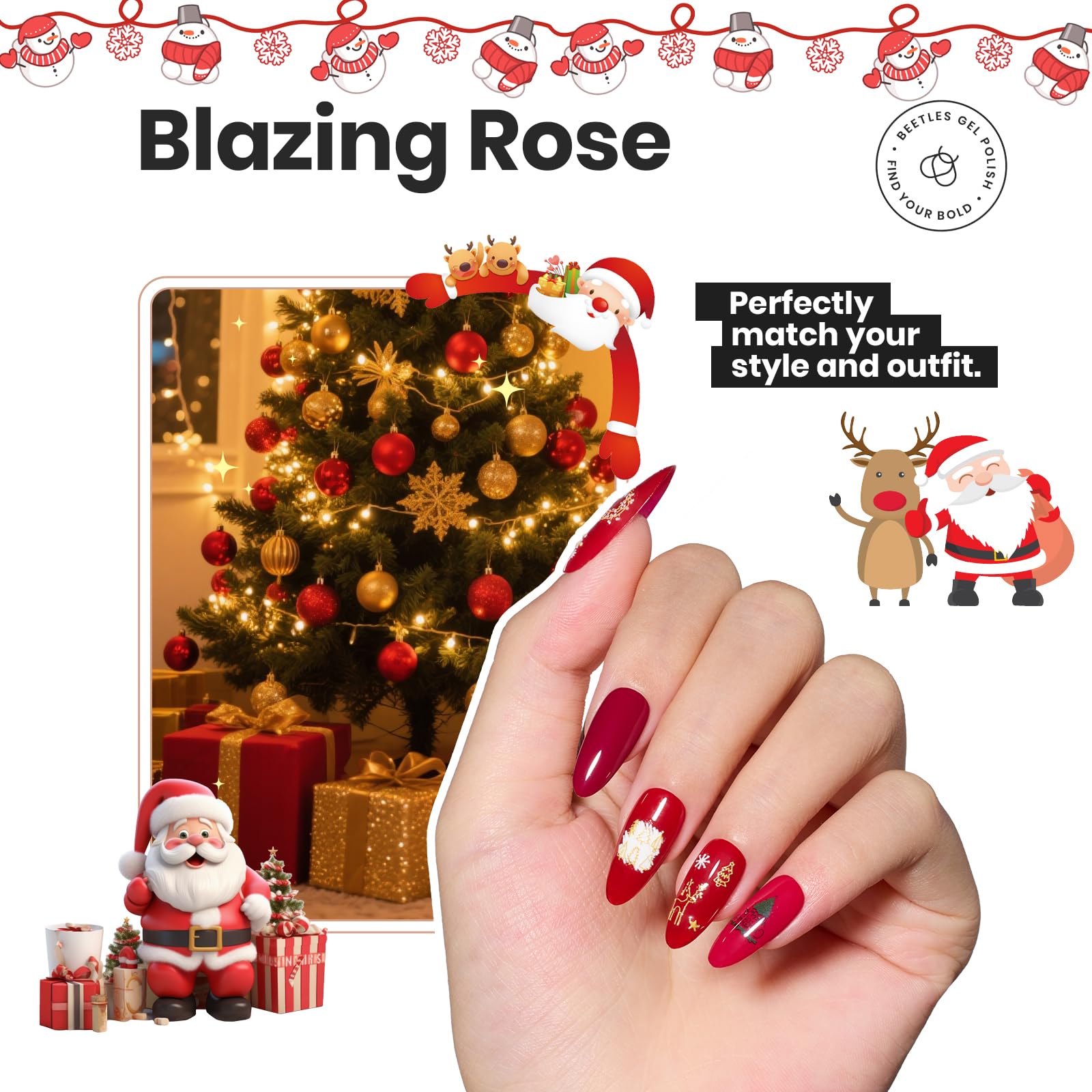 Beetles Gel Polish Blazing Rose fast-dry time image illustrates 1-2 minute air-dry process.