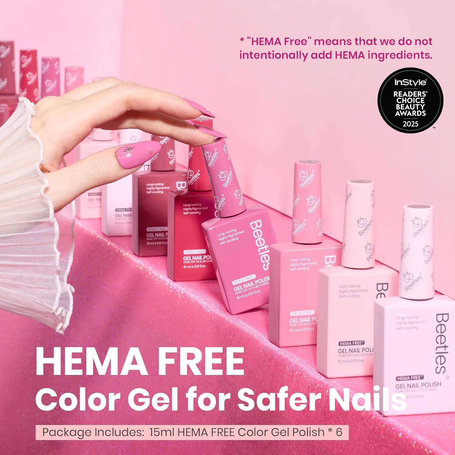 Beetles gel polish rosa claro, tono suave para uñas elegantes.