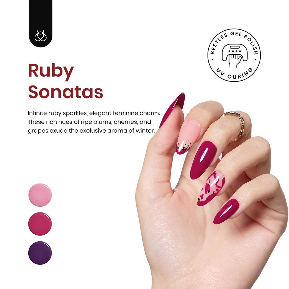 Beetles Gel Polish Ruby Sonatas Burgundy displays deep tone with durable wear and gloss.