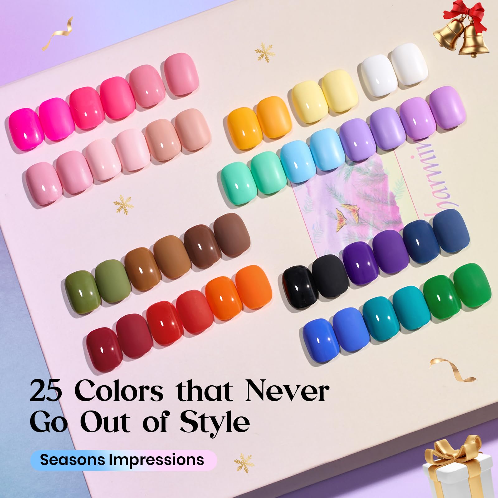 Beetles Gel Polish Seasons Impressions base coat and top coats provide durable foundations for long-lasting shine.