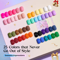 Beetles Gel Polish Seasons Impressions base coat and top coats provide durable foundations for long-lasting shine.