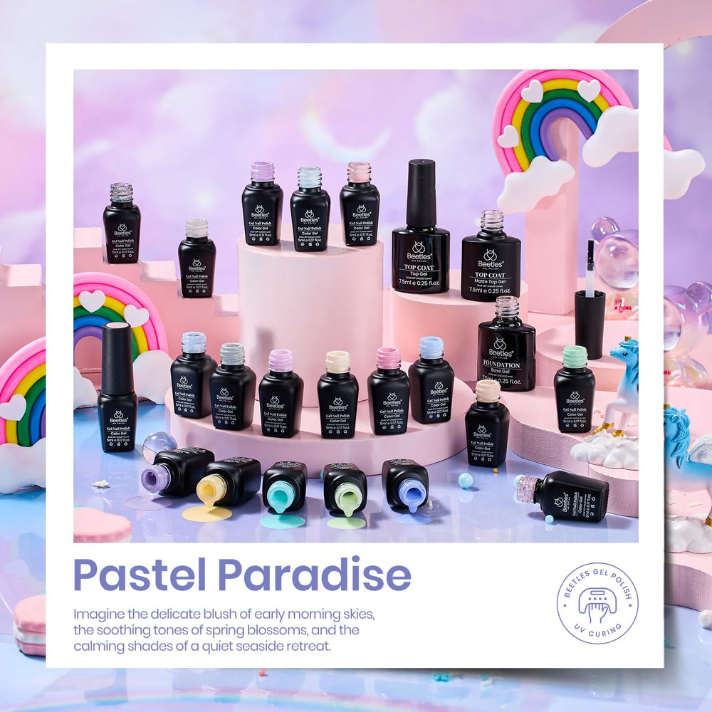 Beetles Gel Polish 20 mini bottles lineup for versatile color rotation