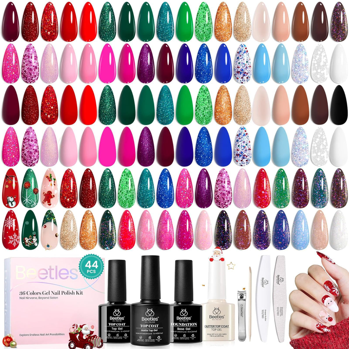 Beetles Gel Polish holiday palette image shows color variety for easy holiday styling.