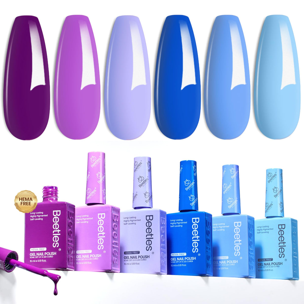 Beetles Gel Polish set with six color bottles for versatile manicure options