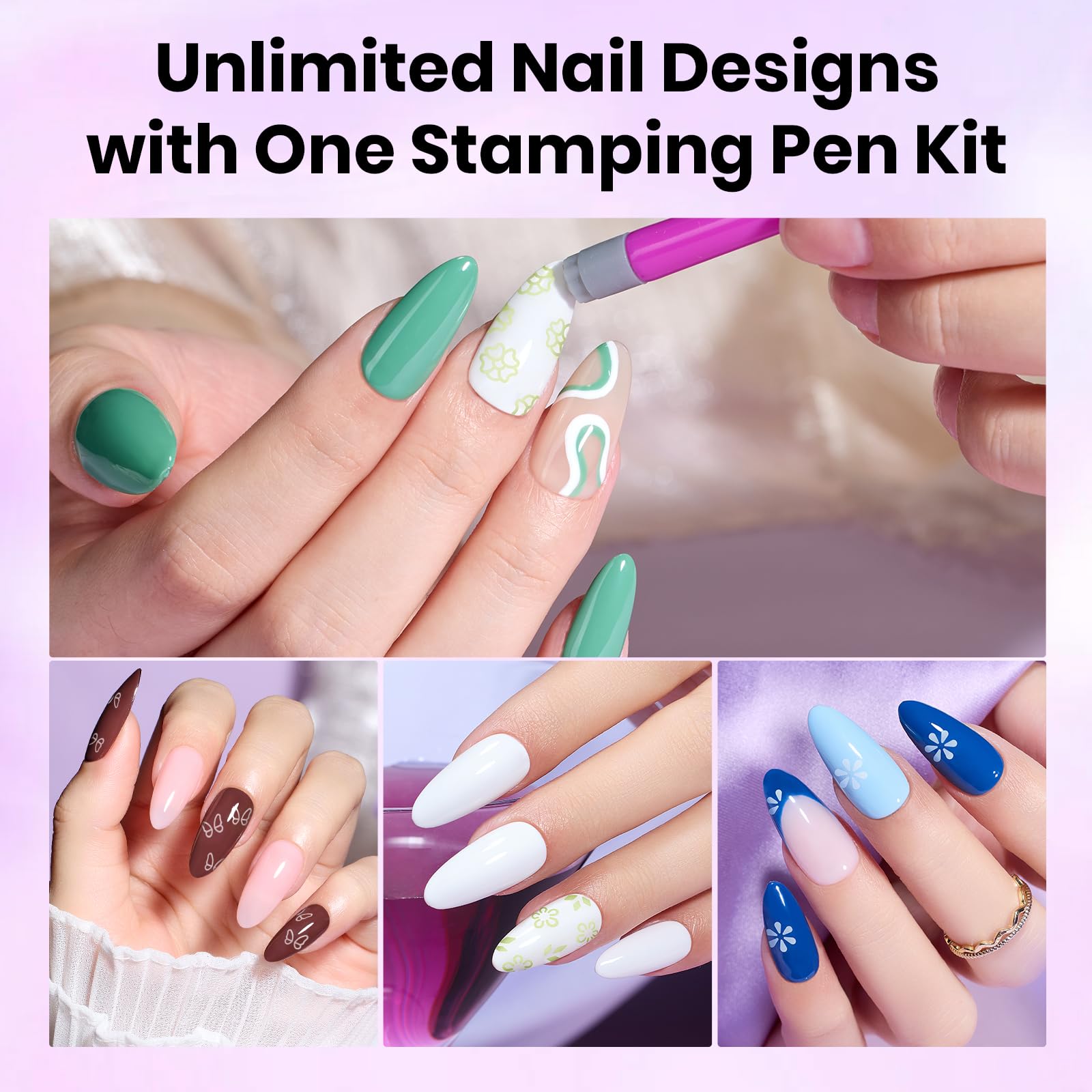 Beetles stamping pen leaves pattern offers natural texture for chic DIY nails.