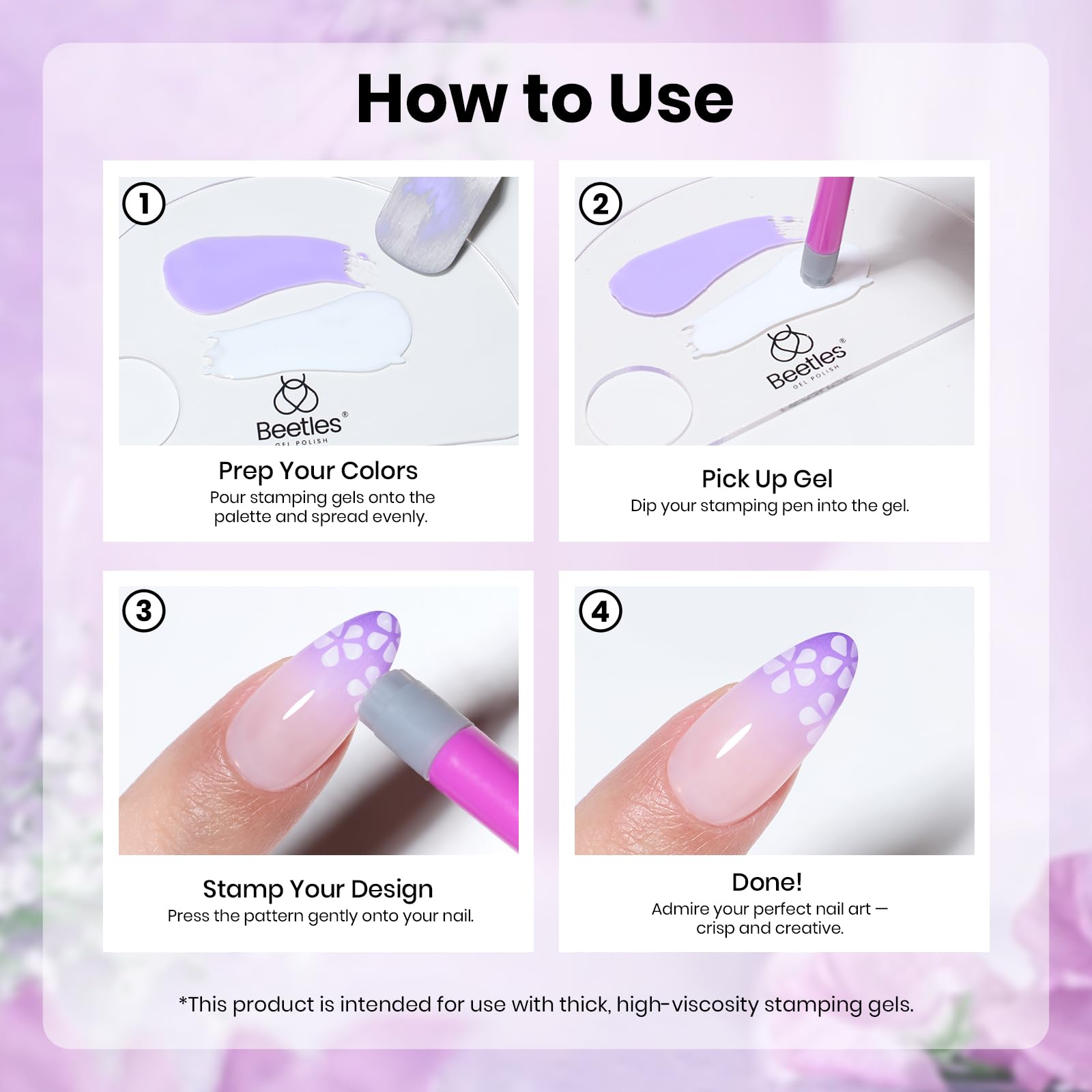 Beetles gel stamping pen rose pattern adds sophisticated accents to at-home manicures.