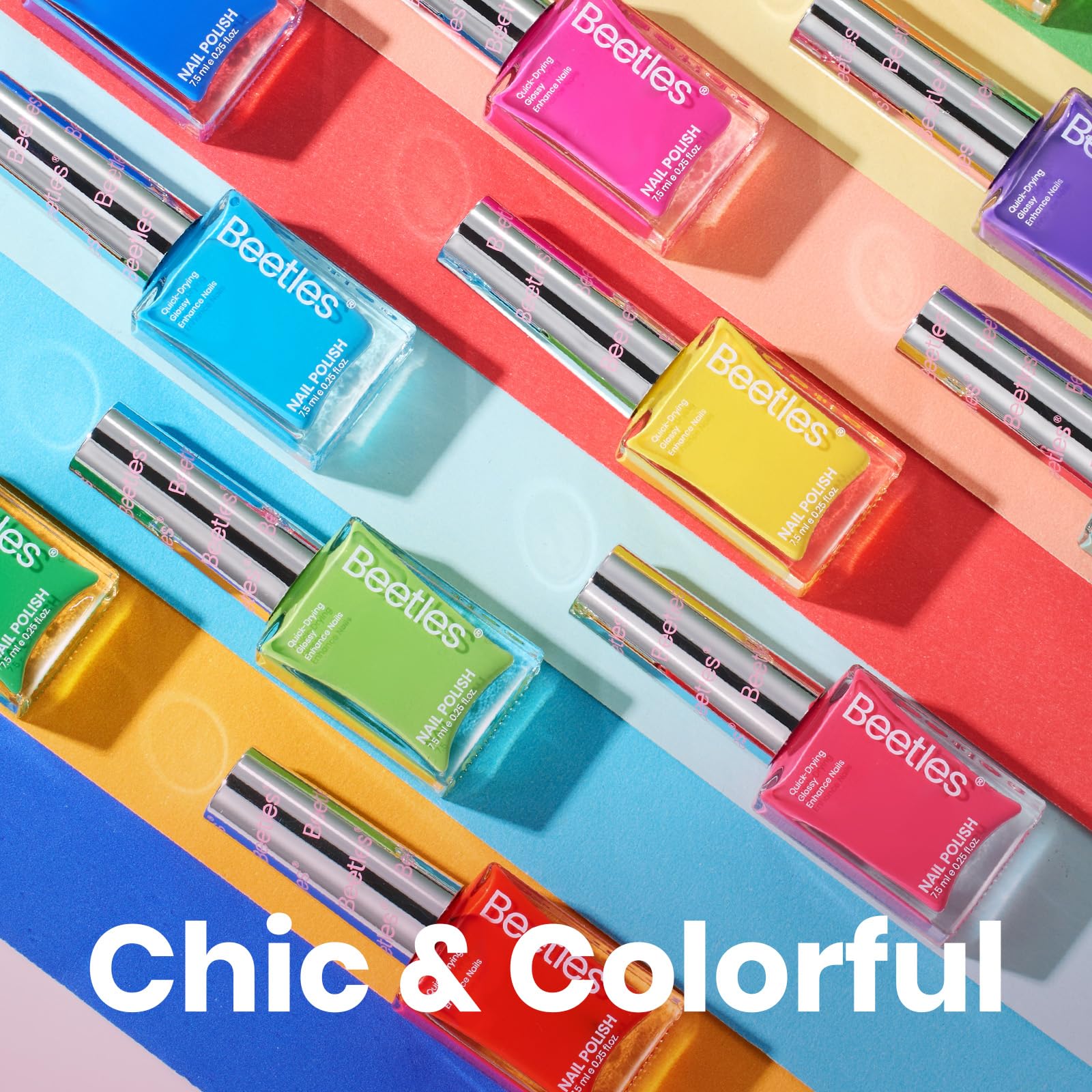 Beetles Gel Polish color swatches reveal neon and pastel shades in a ready-to-wear palette.