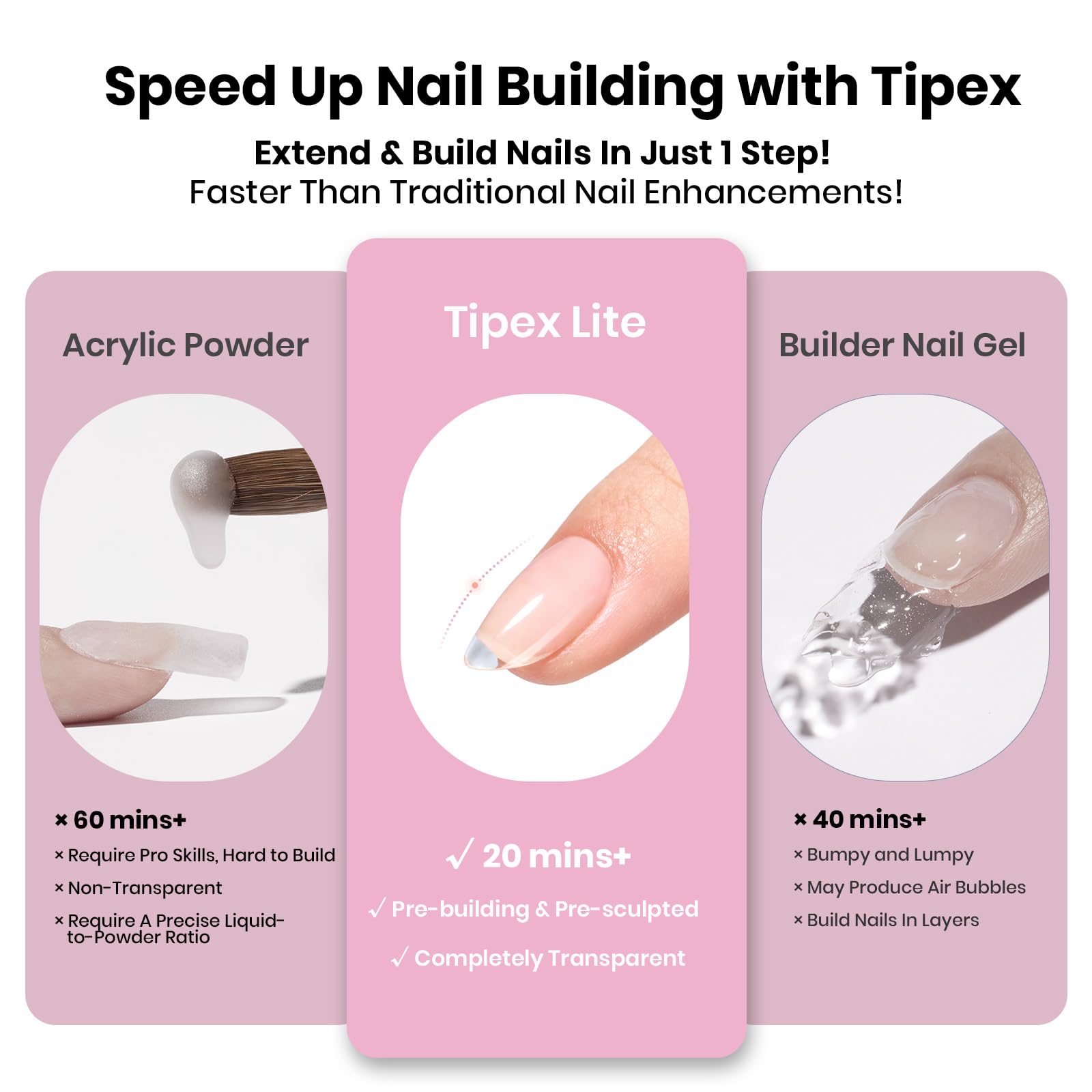 Beetles Gel Polish Tipex Lite tips ideal for natural fit on flat nails and beds.