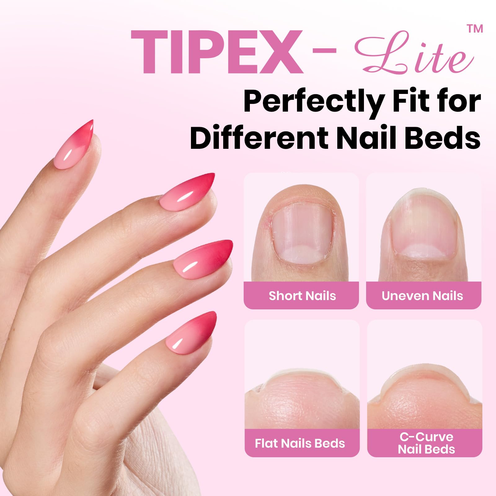 Beetles Gel Polish Tipex Lite apex tips reduce application time and effort.