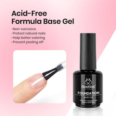 Beetles Gel Polish top coat bottle delivering a glossy, durable finish.
