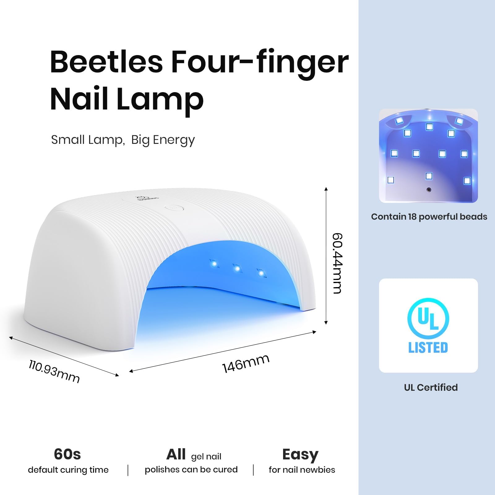 Beetles Gel Polish UV LED Nail Lamp side view shows compact design.