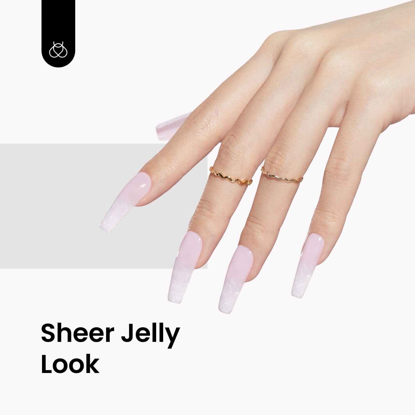 Beetles gel polish white nail-art finish on fingers suggests natural shiny manicure.