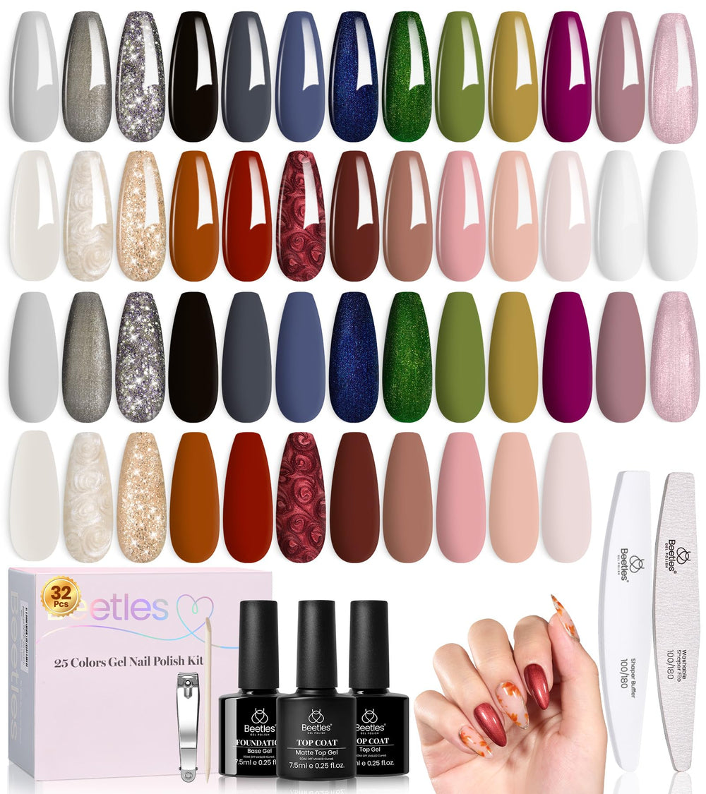Beetles Gel Polish Winter Kit close-up swatches show versatile color range for any manicure.