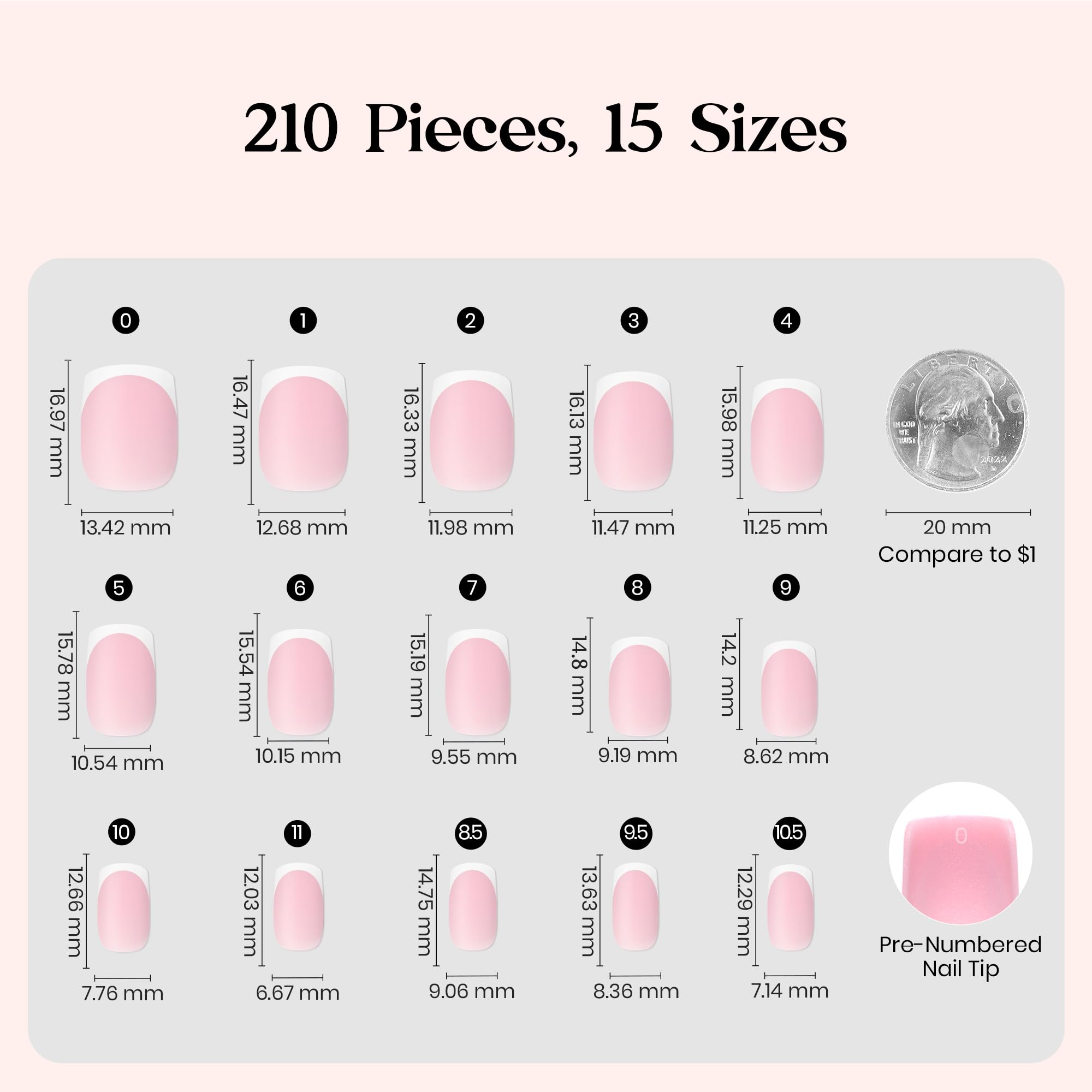 Beetles Gel Polish X Press Plus 210-piece nail tips layout for easy selection.