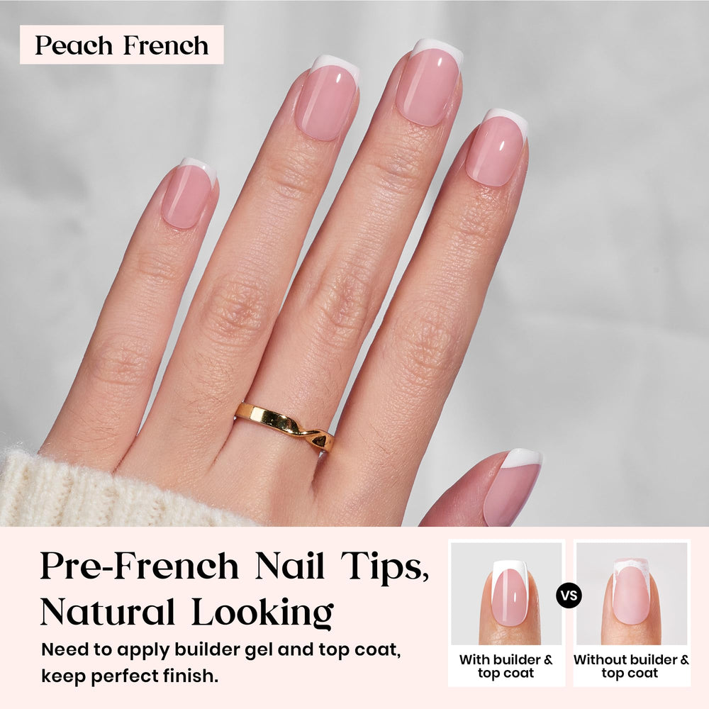 Beetles Gel Polish X Press Plus Extra-short square nails shown for quick wear.