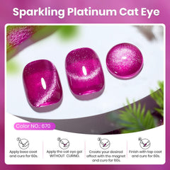 Beetles Gel Uñas Rosa Caliente con imán, muestra diseño dinámico para looks diarios.