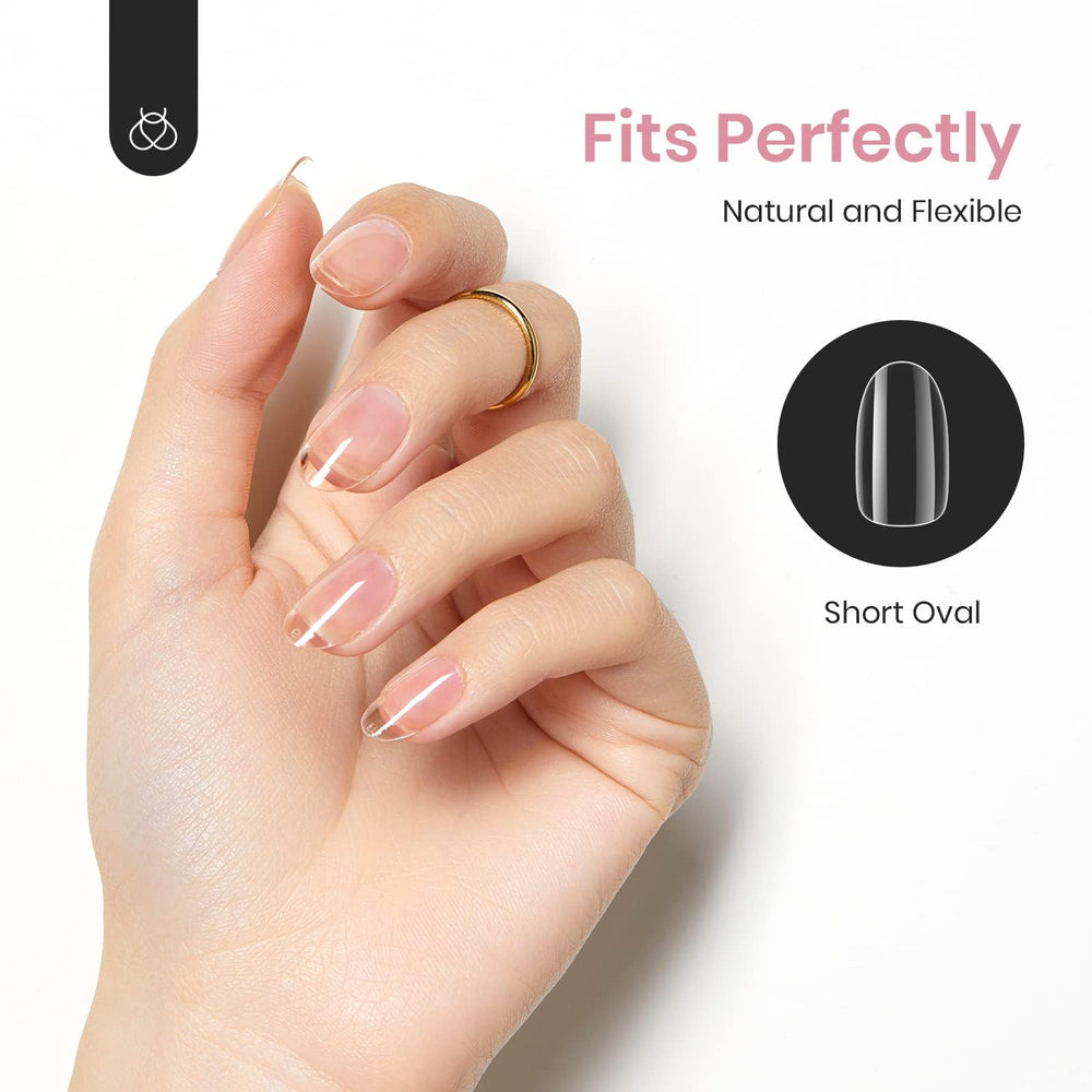 Beetles Gelly Tips clear nails ready for gel polish application.