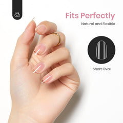 Beetles Gelly Tips clear nails ready for gel polish application.