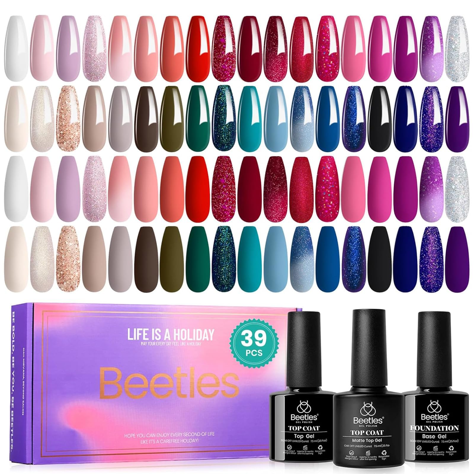 Beetles gift-packaging reveals Enchanted Jewelry theme, ideal for gifting nail lovers.