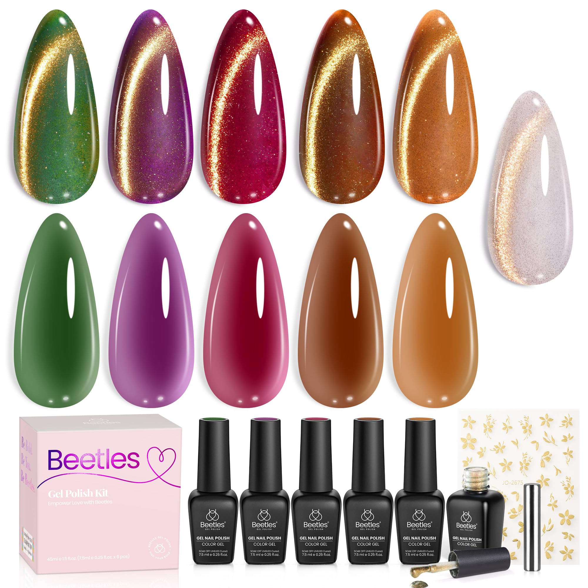 Beetles Gilded Lull cat eye collection shot with jelly colors and subtle shimmer for chic nails