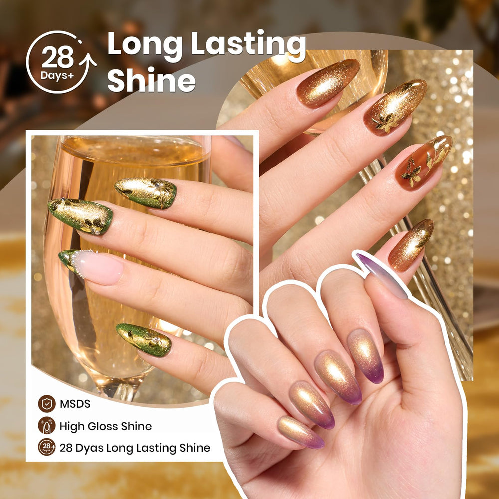 Beetles Gilded Lull cat eye gel bottle demonstrates magnetic effect for nail art