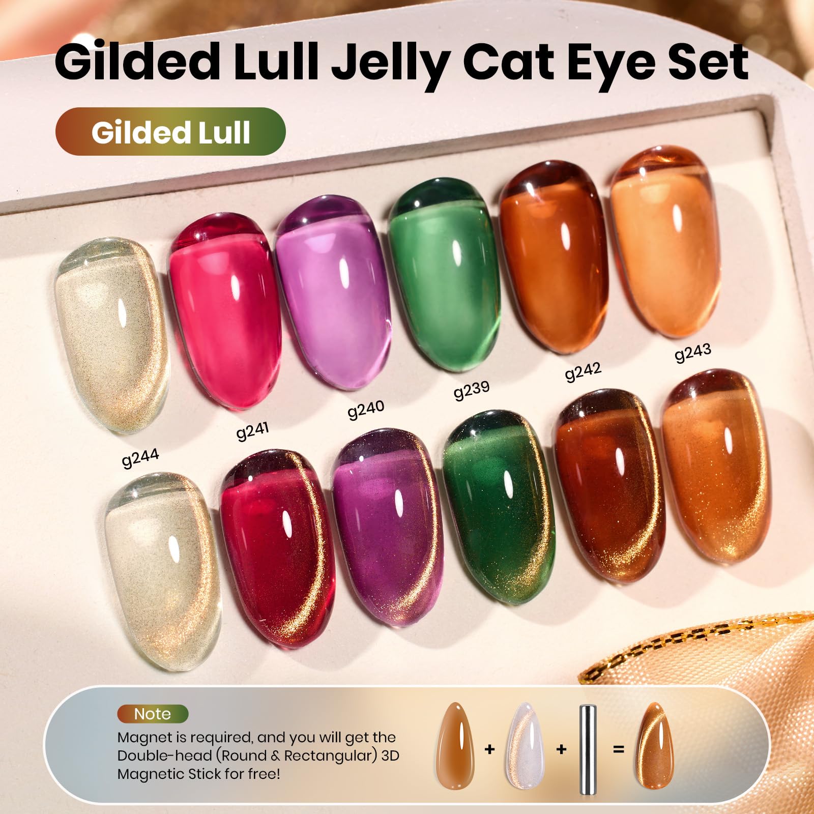 Beetles Gilded Lull magnetic tool closeup enabling at-home cat-eye nail effects