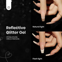 Beetles Glitter Gel Nail Polish holographic glitter under lights