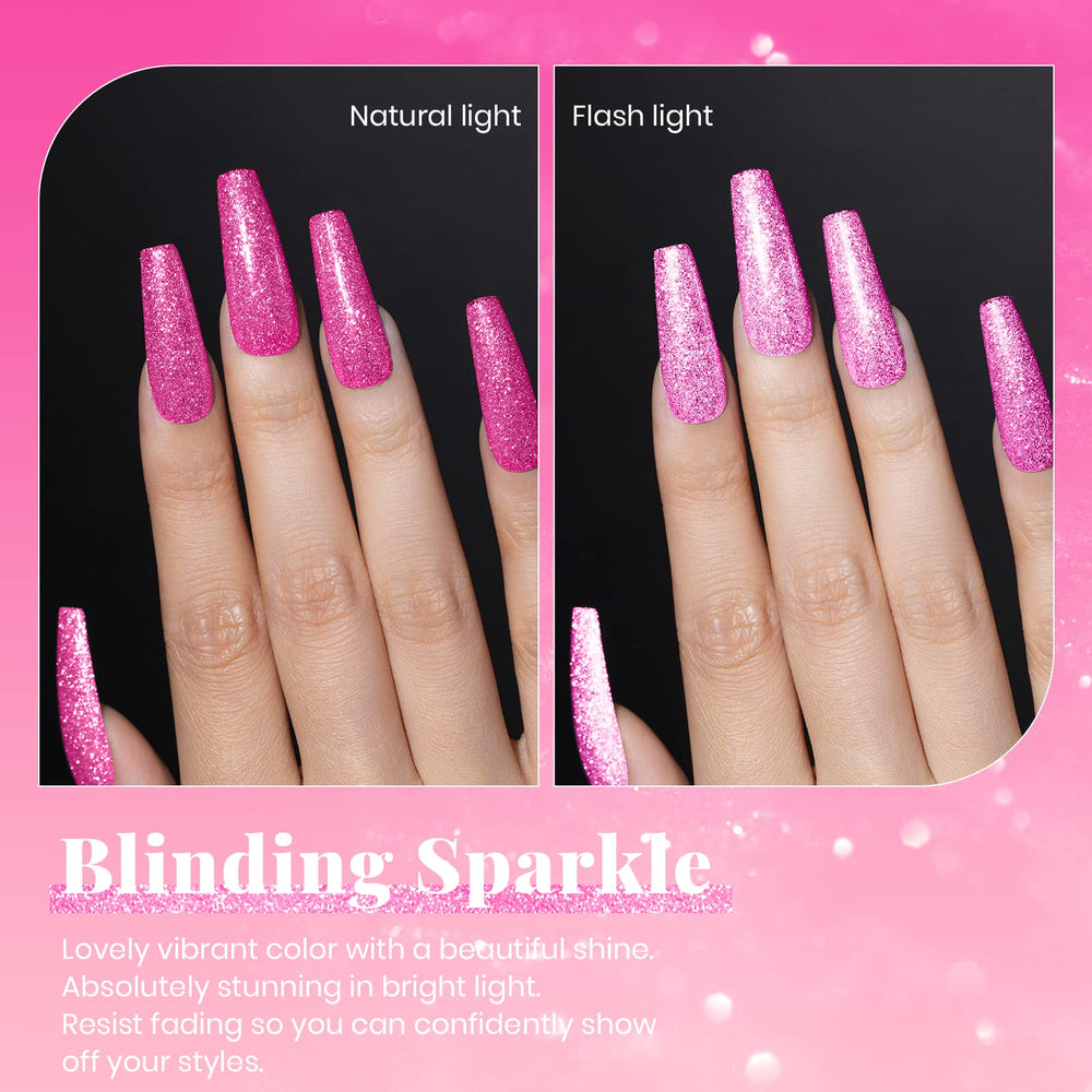 Beetles Glitter Gel Nail Polish hot pink glitter in bottle for quick glam