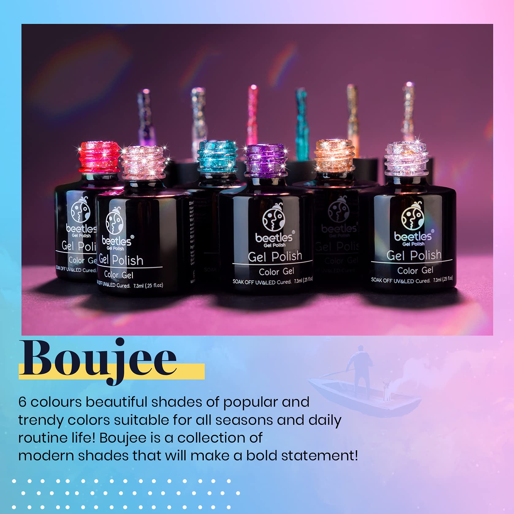 Beetles Glitter Gel Polish Pink Glitter on nails shows luxe shimmer for parties