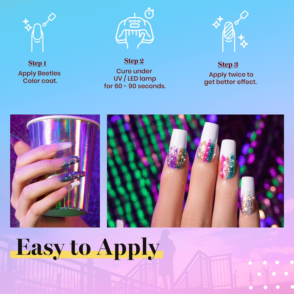 Beetles Glitter Gel Polish Purple Glitter creates eye-catching design accents