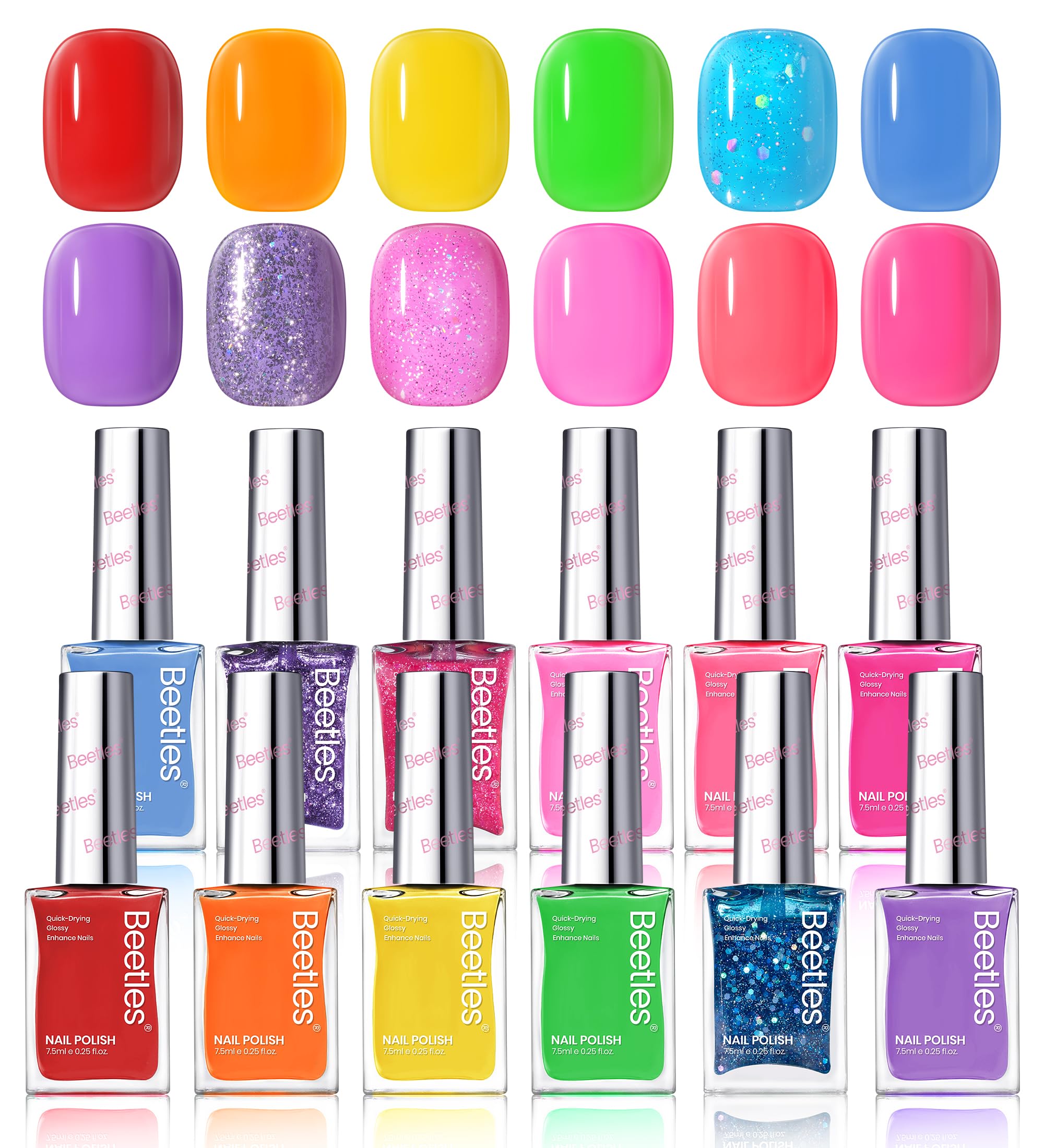 Beetles Glitter Neon nail-art inspiration with bold neon glitter accents.
