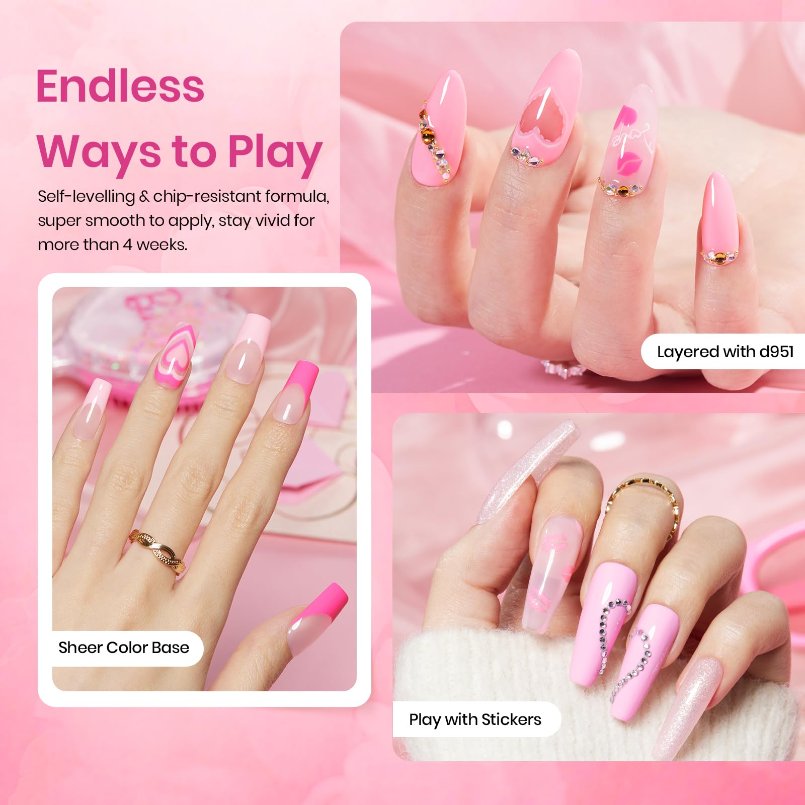 Beetles Glitter Pink polish being applied for party-ready nails