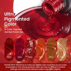 Beetles Glitter Red Gel Polish brush stroke swatch shows rich pigment and smooth application.