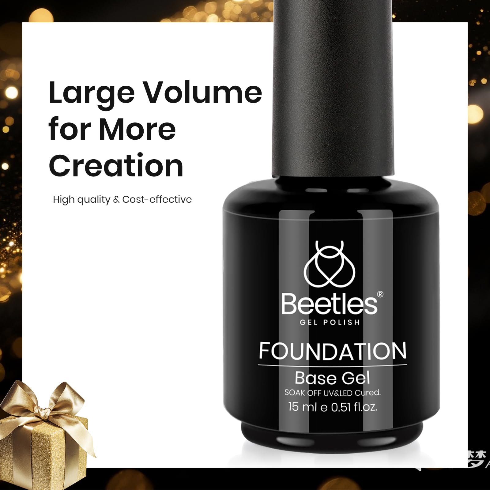 Beetles Glossy finish after cure highlights lasting shine on nails.