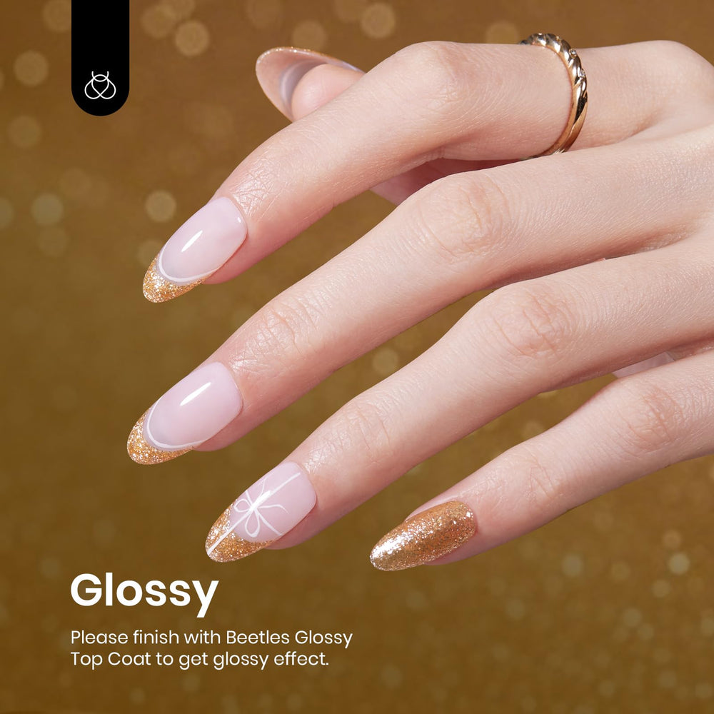 Beetles Gold Glitter Gel Polish brush applies even color