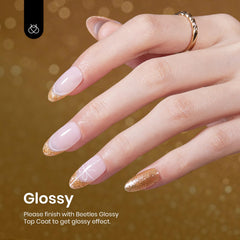 Beetles Gold Glitter Gel Polish brush applies even color
