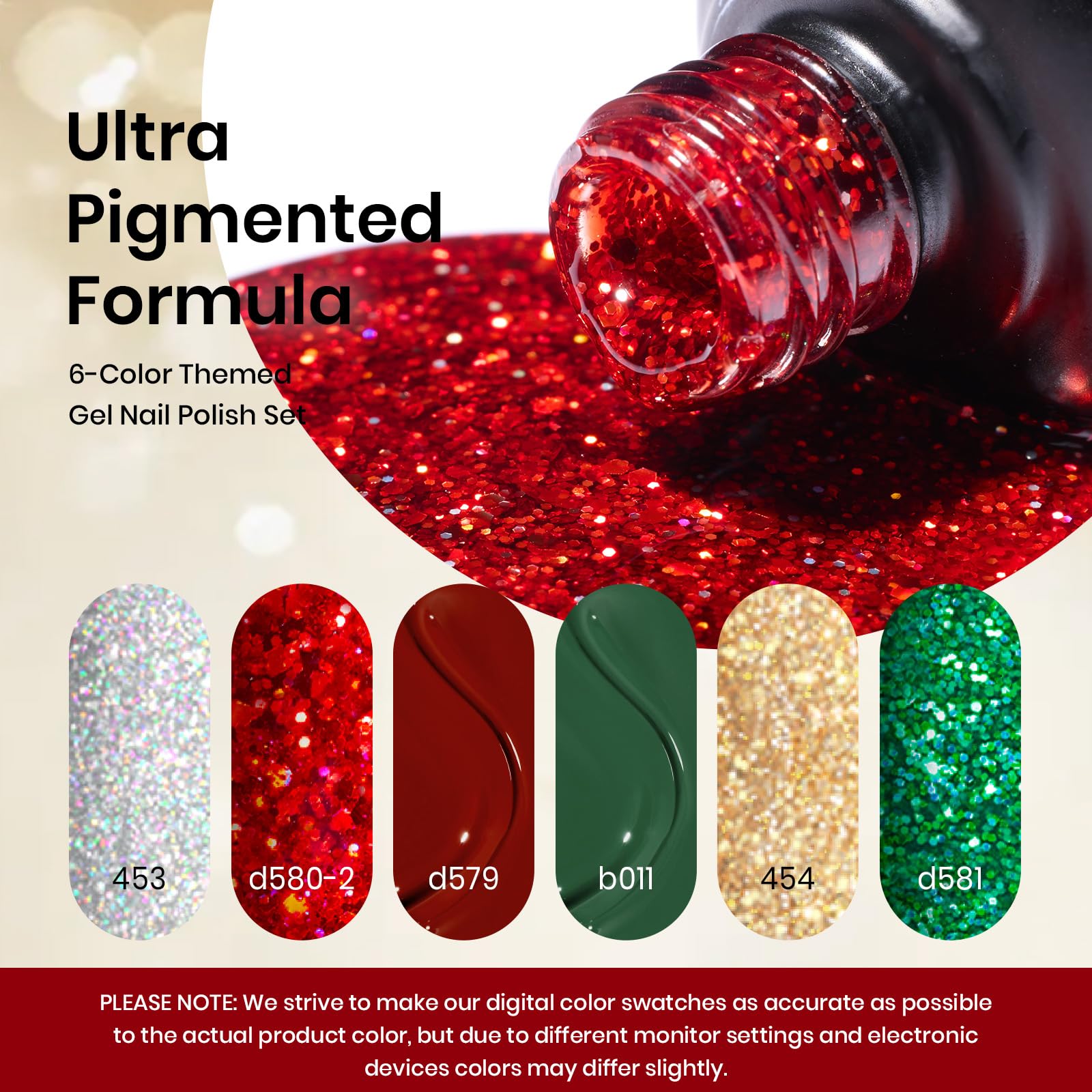 Beetles gold and silver metallic finishes on nails for holiday sparkle.